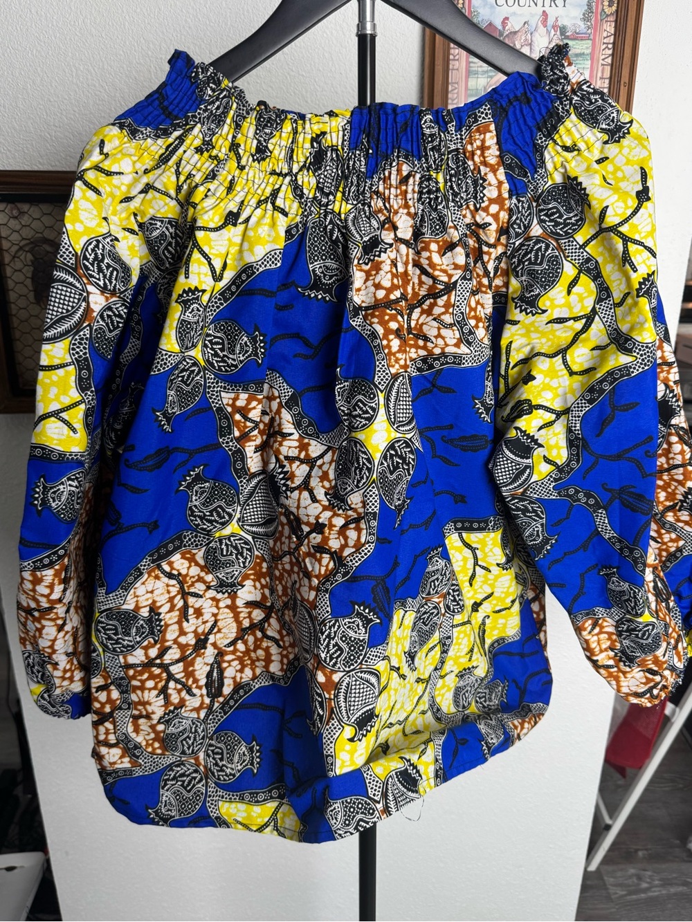 Jackpot Womans Blue & Yellow Floral 4 Piece Outfit NWT shirt, skirt purse, Scarf